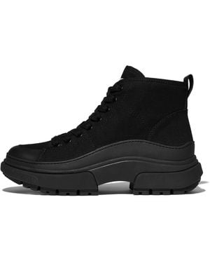 Fitflop Wylder Canvas Lace-Up Boots Cotton (Canvas & Binding)/Nylon-Webbing/Rubber (Mudguard) - Black