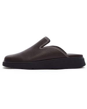 Fitflop Gen-Ff Stitch-Detail Tumbled-Leather Mules - Brown