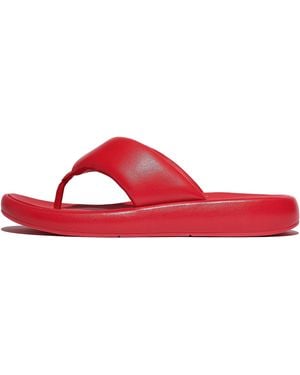 Fitflop Women Iqushion D-luxe Padded Leather Toe-post Sandals, Markdown - Red