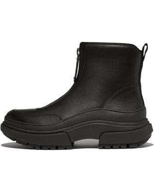 Fitflop Women Wylder Zip-front Leather Ankle Boots Leather/nylon - Black