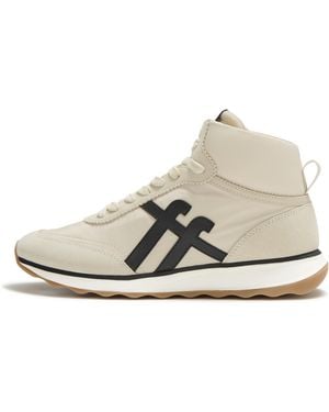 Fitflop Retro-Q Ff Suede High Top Trainers Cool Taupe, Size: Uk - White