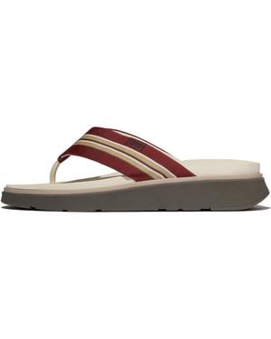 Fitflop Gen-Ff Stripy-Webbing Flip-Flops Leather/Poly - Brown