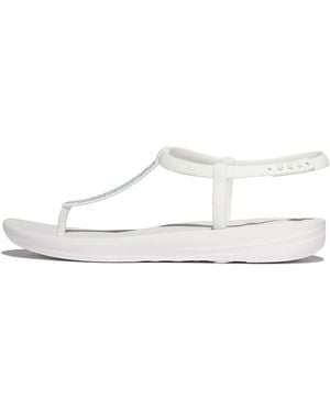 Fitflop Iqushion Splash Sparkle T-Bar Sandals - White