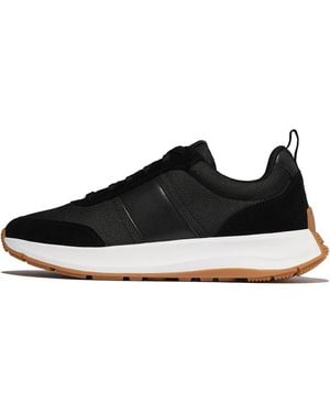 Fitflop F-mode Flow Mens Suede-mix Trainers Leather/suede/fabric Polyester - Black