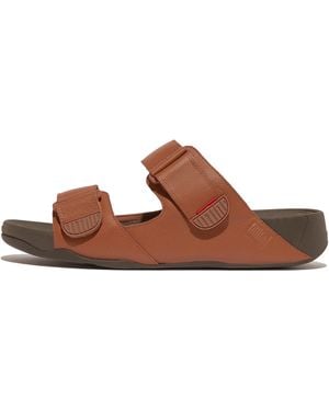 Fitflop Gogh Moc Adjustable Leather Slides - Brown
