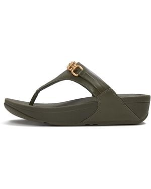 Fitflop Lulu Leather Toe-Post Sandals - Green