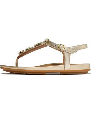 Fitflop Gracie Ultra-Jewel Metallic-Leather T-Bar Sandals - Brown