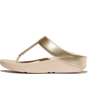 Fitflop Fino Glitterdust Metallic Toe-Post Sandals Faux Leather Microfibre - Natural