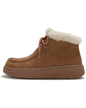Fitflop Gen-Ff Shearling Boots Suede/Fur, Terracotta, Size: Uk - Brown