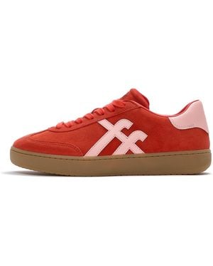 Fitflop The Dash T-Toe Suede Trainers Suede/Leather - Red