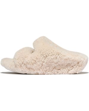 Fitflop Shuv Curly-Shearling Two-Bar Slides - Pink