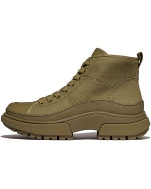 Fitflop Wylder Canvas Lace-Up Boots Cotton (Canvas & Binding)/Nylon-Webbing/Rubber (Mudguard) - Green