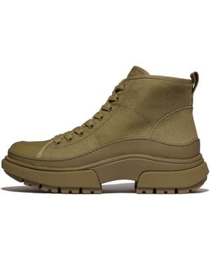 Fitflop Wylder Canvas Lace-Up Boots Cotton (Canvas & Binding)/Nylon-Webbing/Rubber (Mudguard) - Green