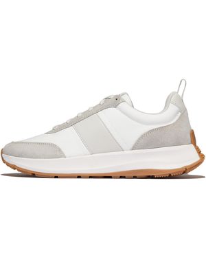 Fitflop F-mode Flow Mens Suede-mix Trainers Leather/suede/fabric Polyester - White