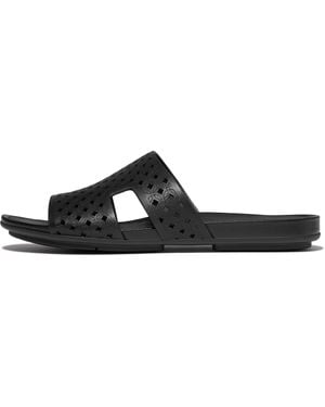 Fitflop Gracie Perf-Leather H-Bar Slides - Black