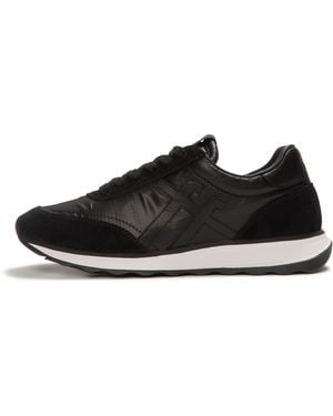 Fitflop Retro-Q Metallic-Fabric/Suede Trainers - Black