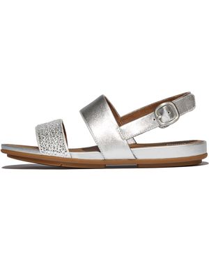 Fitflop Gracie Crystal-Mix Leather Back-Strap Sandals Leather Crystal Covered Microfibre - White