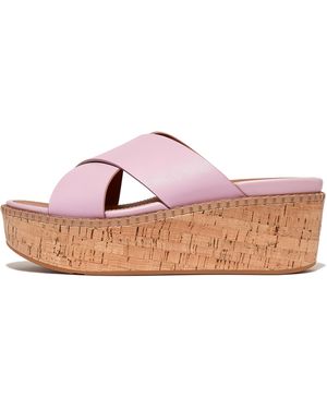 Fitflop Women Eloise Leather/cork Wedge Cross Slides, Outlet - Pink