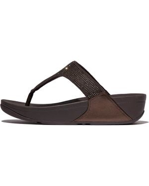 Fitflop Women Lulu Crystal Toe-post Sandals Crystal Microfibre Leather - Brown
