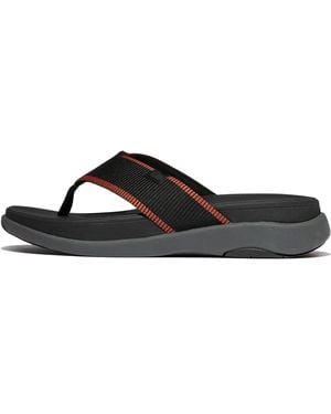 Fitflop F-mode Go Mens Water-resistant Webbing Toe-post Sandals Webbing Polyester - Black