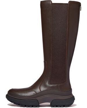 Fitflop Women Wylder Leather Tall Chelsea Boots Leather/elastic - Brown