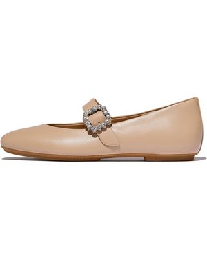 Fitflop Delicato Crystal-Buckle Leather Mary Janes - Natural