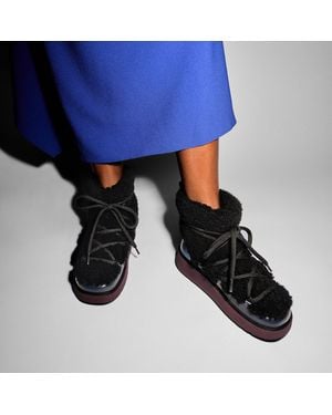 Fitflop Gen-Ff X Roksanda Curly-Shearling Crisscross-Lace Ankle Boots Sheep Shearling/Leather/Fabric (Welt) - Blue