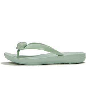 Fitflop Iqushion Glossy-Button Flip-Flops - Green