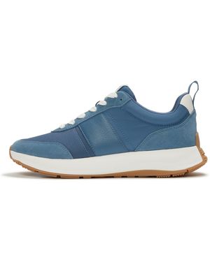Fitflop F-Mode Flow Fabric/Suede/Leather Trainers - Blue