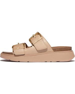 Fitflop Women Gen-ff Buckle Two-bar Leather Slides, Markdown - Natural