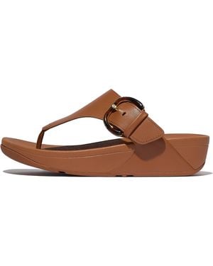 Fitflop Women Lulu Resin-buckle Leather Toe-post Sandals, Markdown - Brown