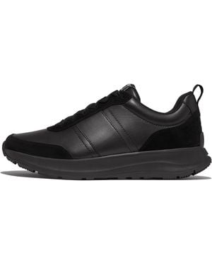 Fitflop F-Mode Flow Leather/Suede Trainers - Black