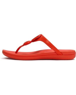 Fitflop Solay Glossy-Disc Toe-Post Sandals - Red