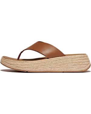 Fitflop Women F-mode Espadrille Leather Flatform Toe-post Sandals, Markdown - Brown
