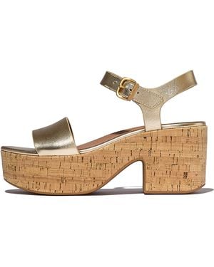 Fitflop Women Platfforms Leather/cork Heeled Ankle-strap Sandals - Natural