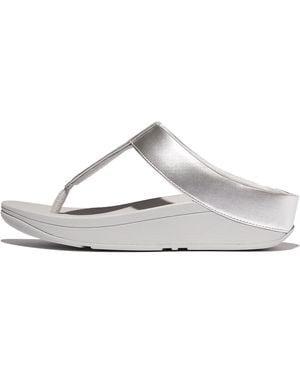Fitflop Fino Glitterdust Metallic Toe-Post Sandals Faux Leather Microfibre - White