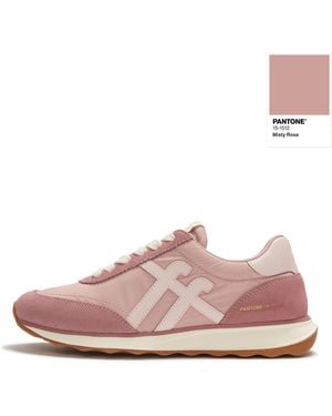 Fitflop Retro-Q X Pantone Suede Trainers Misty Rose, Size: Uk - Pink