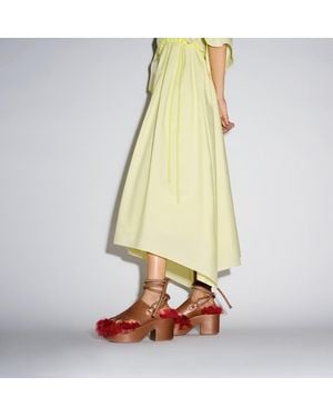 Fitflop Platfforms X Roksanda Leather/Shearling Heeled Ankle-Tie Sandals Leather/Pu, Markdown - Yellow