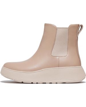 Fitflop Women F-mode Leather Flatform Chelsea Boots Leather/elastic - Natural