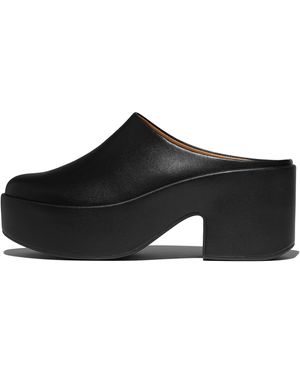 Fitflop Platfforms Leather Heeled Mules - Black