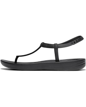 Fitflop Iqushion Splash Sparkle T-Bar Sandals Tpu - Black
