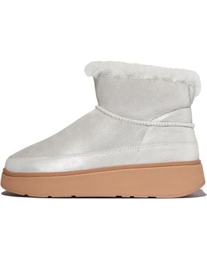 Fitflop Gen-Ff Ultra-Mini Metallic Double-Faced Shearling Boots Suede/Shearling, Size: Uk - Grey