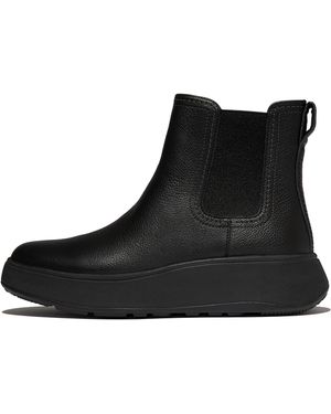 Fitflop F-Mode Stitch Tumbled-Leather Chelsea Boots Leather/Elastic - Black