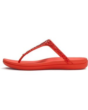 Fitflop Solay Mixed-Crystal Toe-Post Sandals - Red