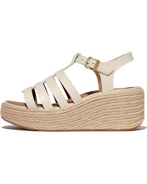 Fitflop Women Platfforms Espadrille Leather Fisherman Wedge Sandals, Markdown - Metallic