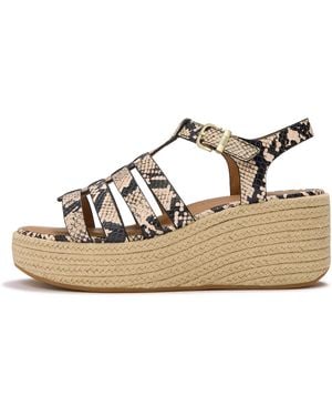 Fitflop Platfforms Leather Espadrille Wedge Sandals - Metallic