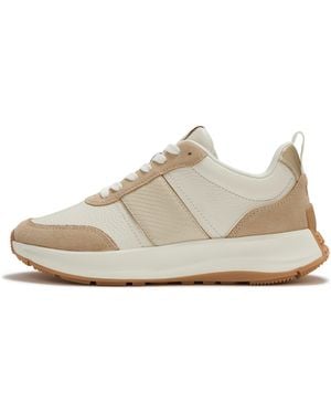 Fitflop F-Mode Flow Leather Trainers - Natural