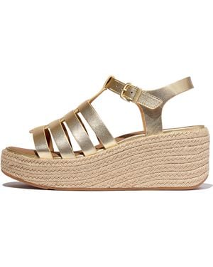 Fitflop Women Platfforms Espadrille Metallic-leather Fisherman Wedge Sandals