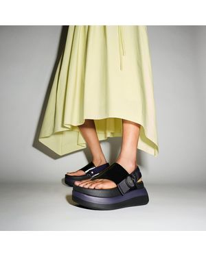 Fitflop Women F-mode Stack X Roksanda Leather/webbing Back-strap Toe-post Sandals Leather/nylon - Yellow