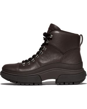 Fitflop Women Wylder Leather Hiker-lace Boots Leather/rubber - Black